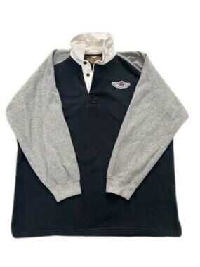 Harley Davidson Men’s 2003 100 Years Black Pullover Rugby Shirt Crest Patch - M